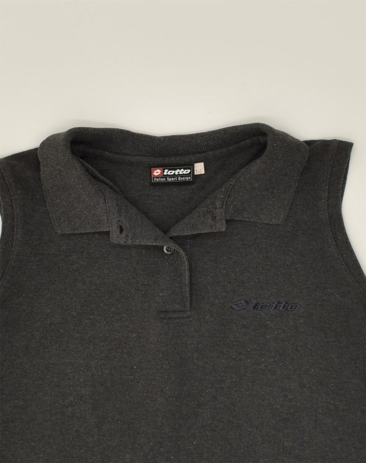 LOTTO Womens Sleeveless Polo Dress UK 14 Medium Grey Cotton | Vintage Lotto | Thrift | Second-Hand Lotto | Used Clothing | Messina Hembry 