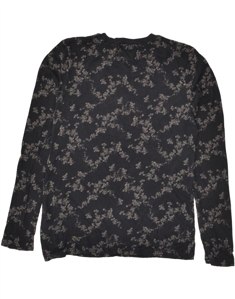 SUPERDRY Womens Graphic Top Long Sleeve UK 10 Small Black Floral Cotton | Vintage Superdry | Thrift | Second-Hand Superdry | Used Clothing | Messina Hembry 