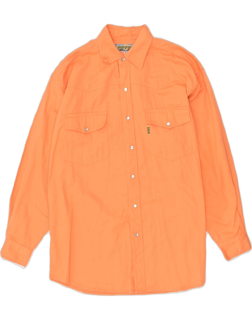 VINTAGE Mens Shirt Medium Orange Cotton | Vintage Vintage | Thrift | Second-Hand Vintage | Used Clothing | Messina Hembry 