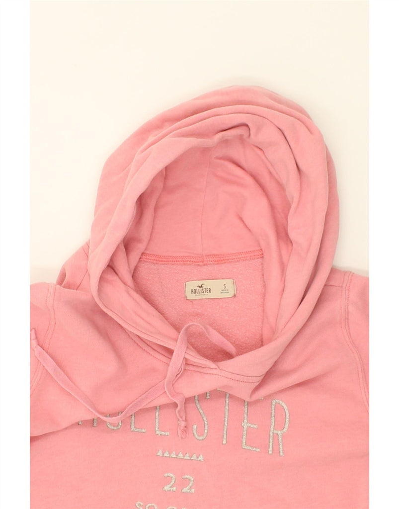 HOLLISTER Womens Graphic Hoodie Jumper UK 10 Small Pink Cotton | Vintage Hollister | Thrift | Second-Hand Hollister | Used Clothing | Messina Hembry 