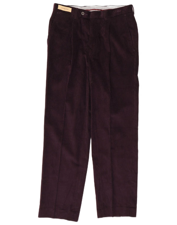 Marks & Spencer Mens Pegged Corduroy Trousers W32 L31 Purple Cotton