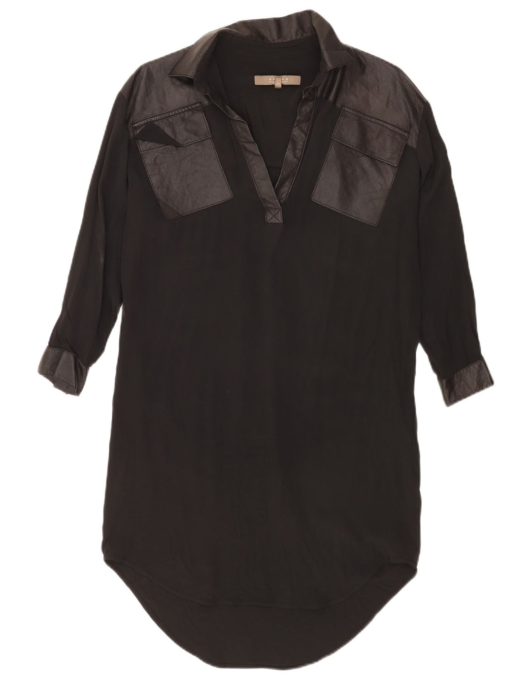 Vintage Womens Oversized Shift Dress UK 14 Medium Black Acetate