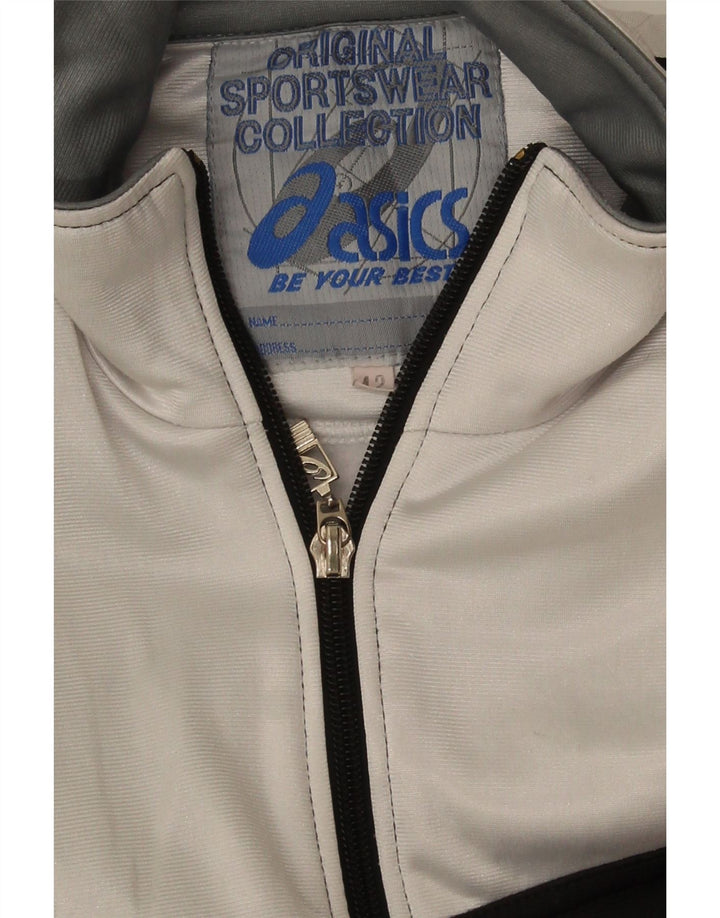 Asics Womens Graphic Tracksuit Top Jacket IT 42 Medium Black Colourblock