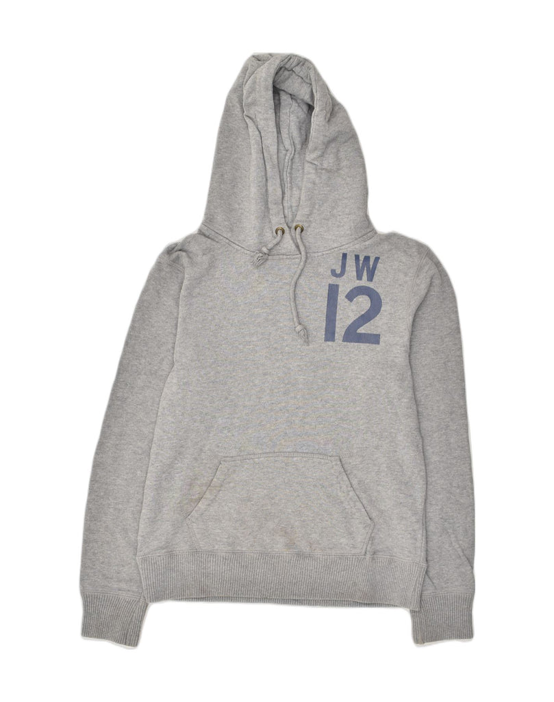 JACK WILLS Womens Graphic Hoodie Jumper UK 12 Medium Grey Cotton | Vintage Jack Wills | Thrift | Second-Hand Jack Wills | Used Clothing | Messina Hembry 