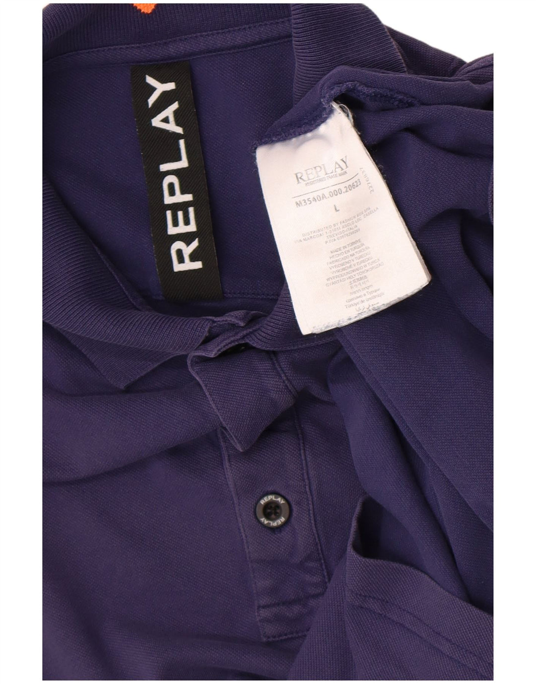 Replay Mens Polo Shirt Large Navy Blue Cotton
