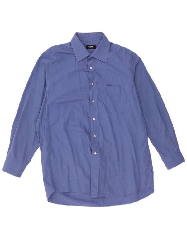 Hugo Boss Mens Shirt Size 43 17 XL Blue Cotton