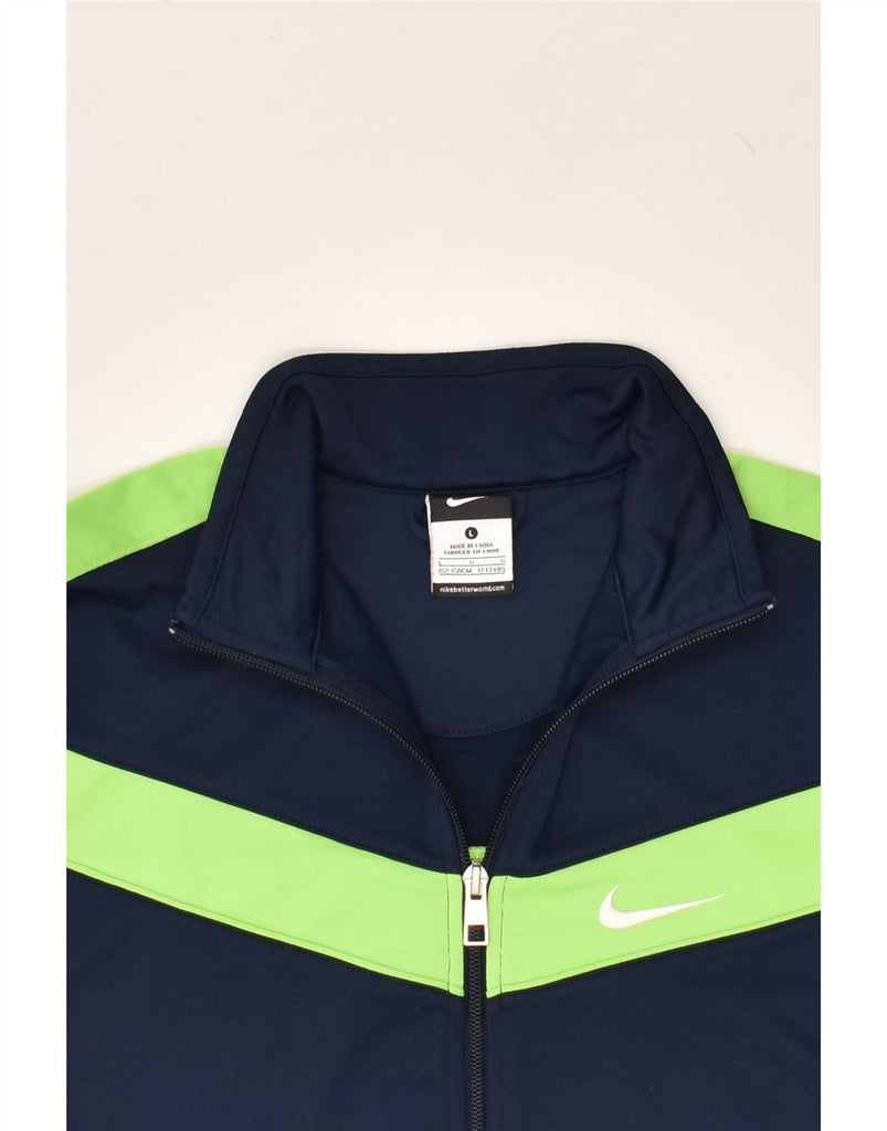 NIKE Boys Tracksuit Top Jacket 12-13 Years Large Navy Blue Colourblock | Vintage Nike | Thrift | Second-Hand Nike | Used Clothing | Messina Hembry 