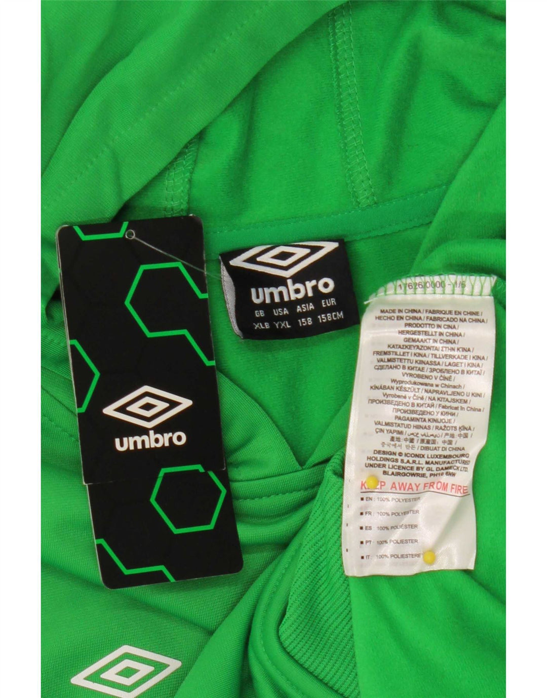 Umbro Boys Hoodie Jumper 13-14 Years XL Green Polyester