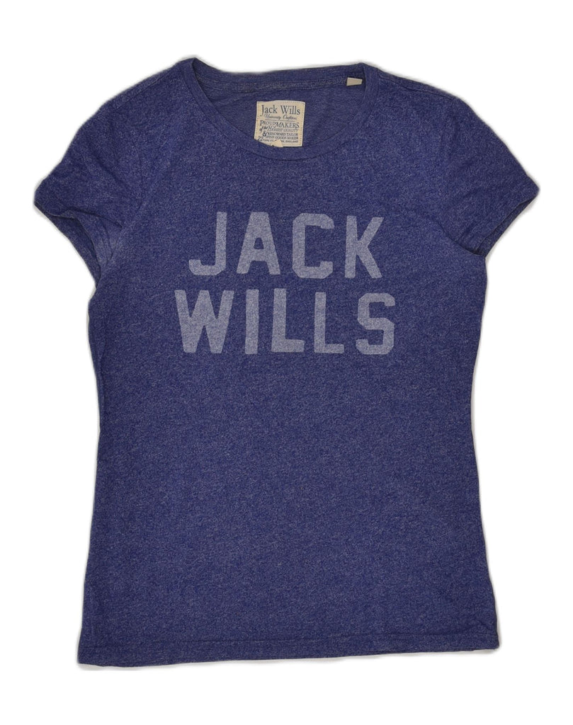 JACK WILLS Womens Graphic T-Shirt Top UK 12 Medium  Navy Blue Cotton | Vintage Jack Wills | Thrift | Second-Hand Jack Wills | Used Clothing | Messina Hembry 