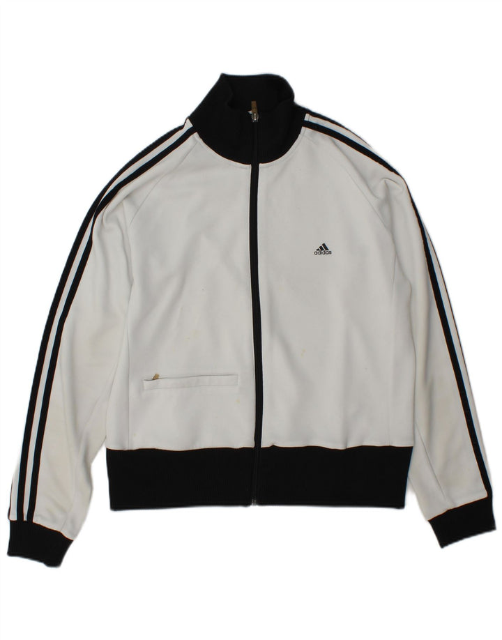 Adidas Womens Tracksuit Top Jacket UK 18 XL White Colourblock Polyester