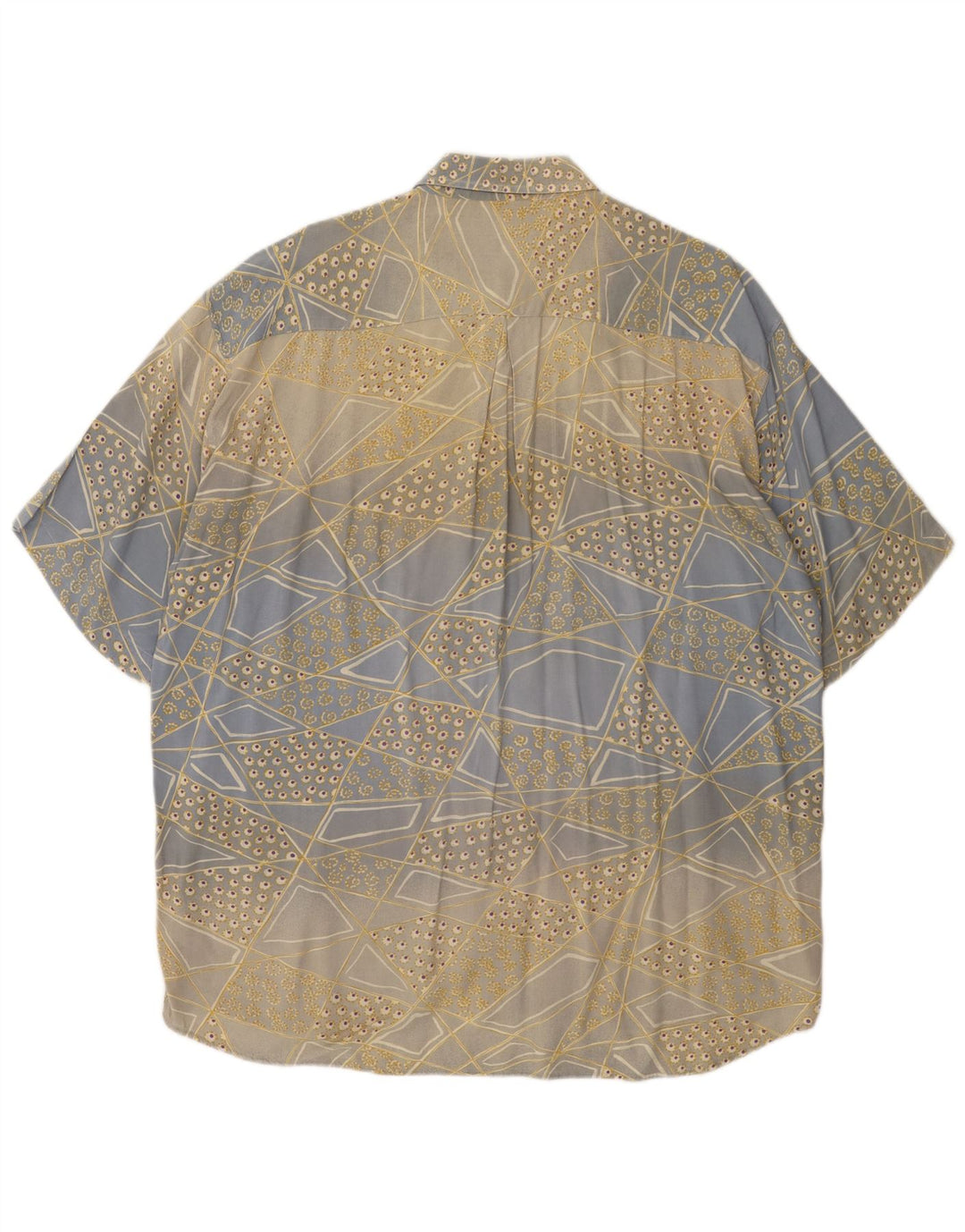 MAC FASHION Mens Short Sleeve Shirt Large Blue Geometric