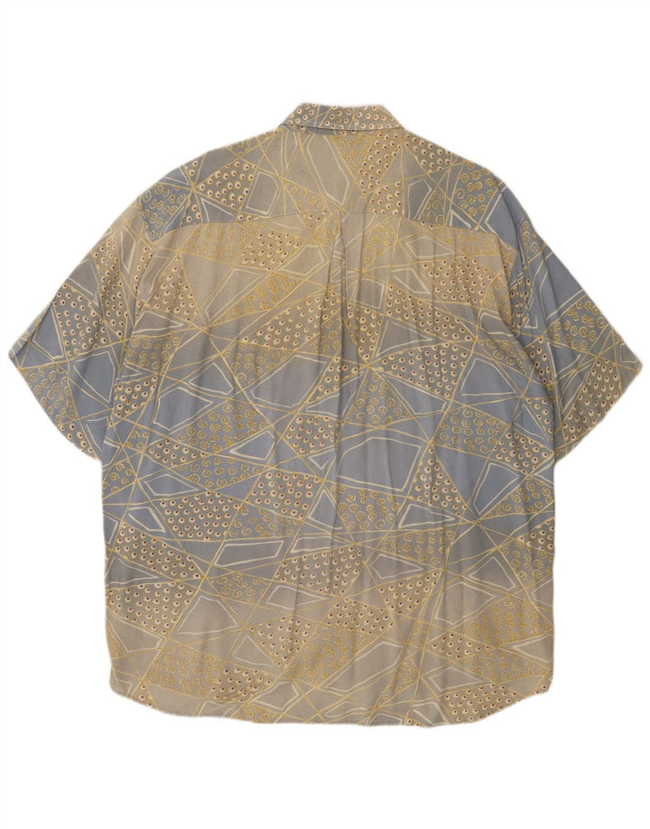 MAC FASHION Mens Short Sleeve Shirt Large Blue Geometric