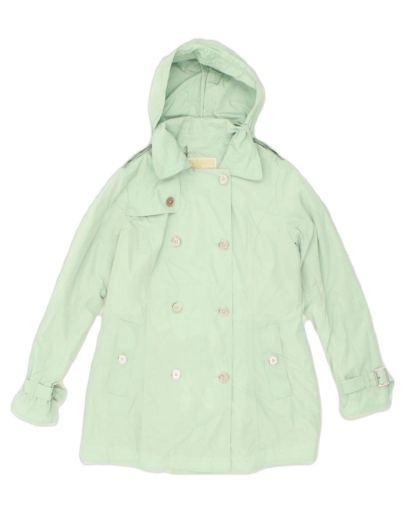 MICHAEL KORS Womens Hooded Double Breasted Trench Coat UK 10 Small Green | Vintage Michael Kors | Thrift | Second-Hand Michael Kors | Used Clothing | Messina Hembry 