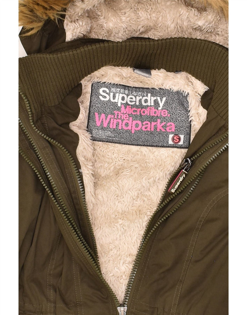 SUPERDRY Womens Parka Jacket UK 10 Small Khaki Polyester | Vintage Superdry | Thrift | Second-Hand Superdry | Used Clothing | Messina Hembry 