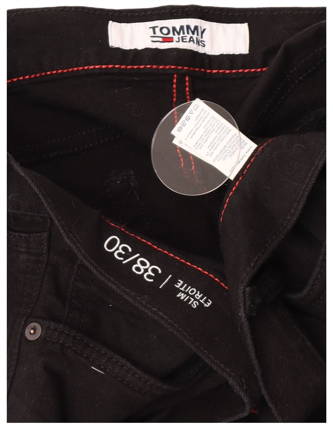 Tommy Hilfiger Mens Slim Jeans W38 L30 Black Cotton