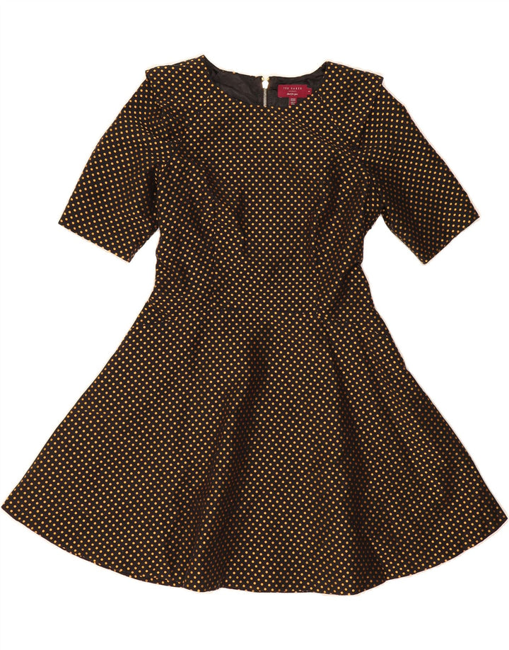 TED BAKER Womens A-Line Dress Size 4 Large Black Polka Dot Polyester Vintage Ted Baker and Second-Hand Ted Baker from Messina Hembry 