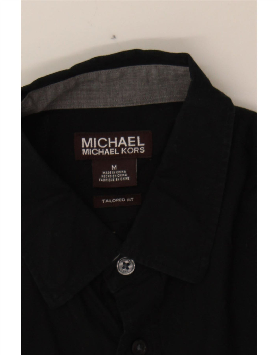 MICHAEL KORS Mens Tailored Fit Shirt Medium Black Cotton Vintage Michael Kors and Second-Hand Michael Kors from Messina Hembry 