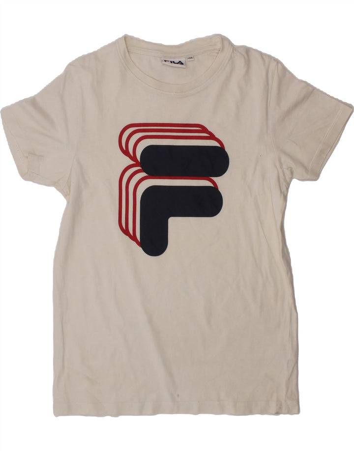 FILA Boys Graphic T-Shirt Top 11-12 Years White Cotton Vintage Fila and Second-Hand Fila from Messina Hembry 