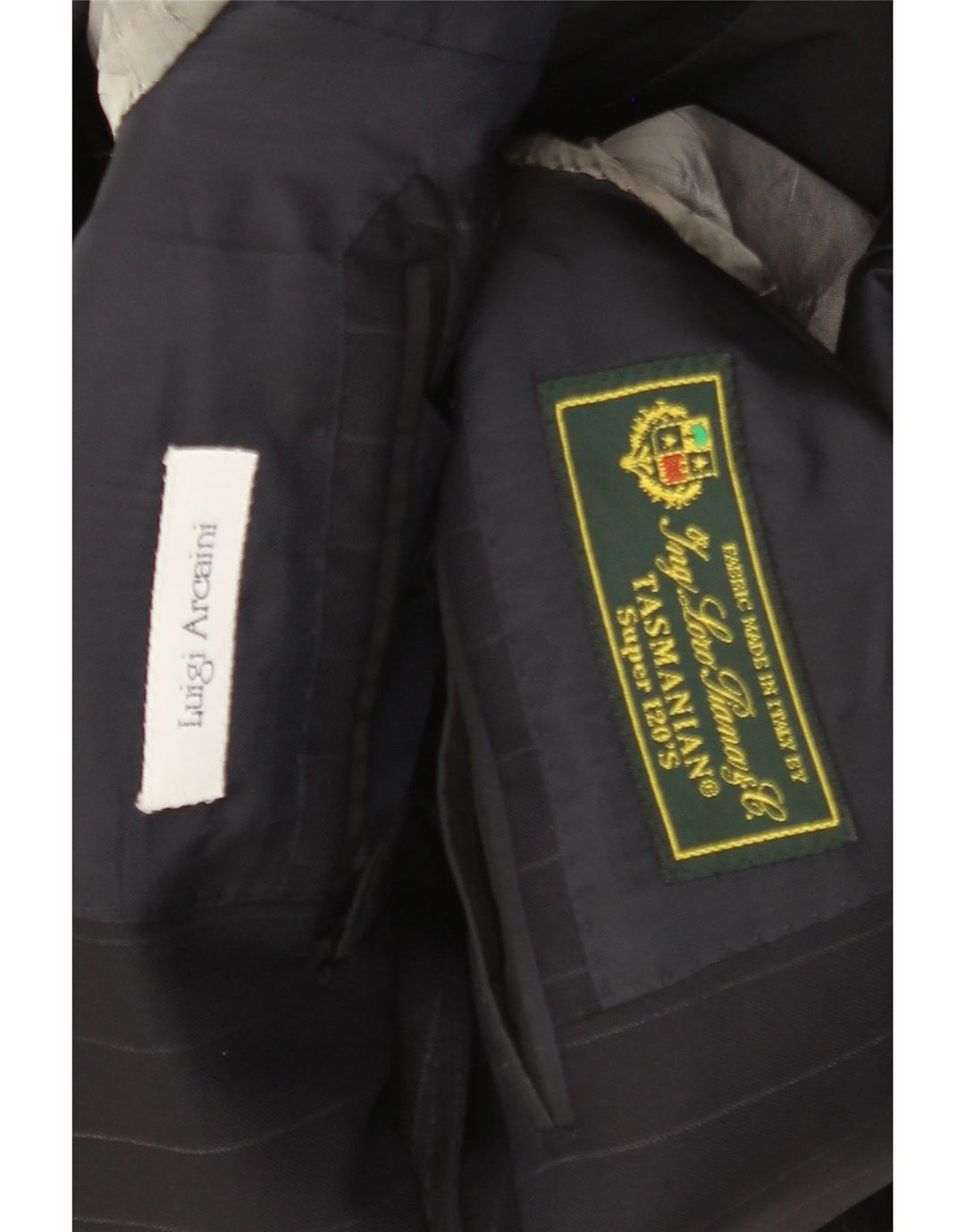 TASMANIAN Mens 3 Button Blazer Jacket UK 38 Medium Navy Blue Pinstripe