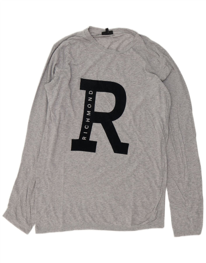 Richmond Mens Graphic Top Long Sleeve Medium Grey Flecked