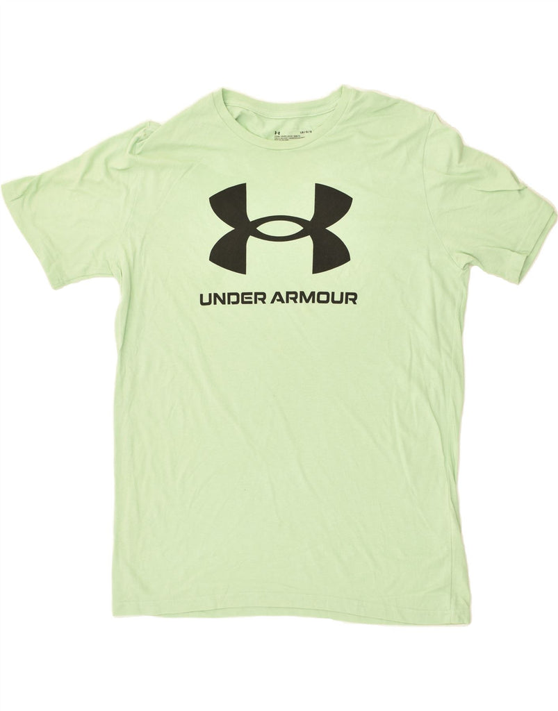 UNDER ARMOUR Womens Graphic T-Shirt Top UK 16 Large Green Cotton | Vintage Under Armour | Thrift | Second-Hand Under Armour | Used Clothing | Messina Hembry 