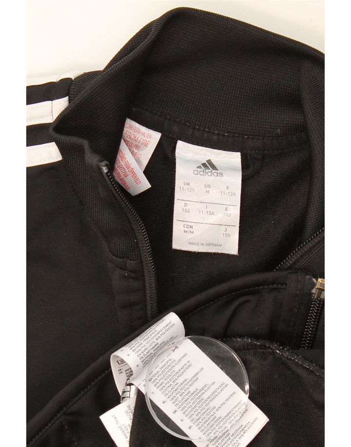 ADIDAS Boys Tracksuit Top Jacket 11-12 Years Black Polyester Vintage Adidas and Second-Hand Adidas from Messina Hembry 