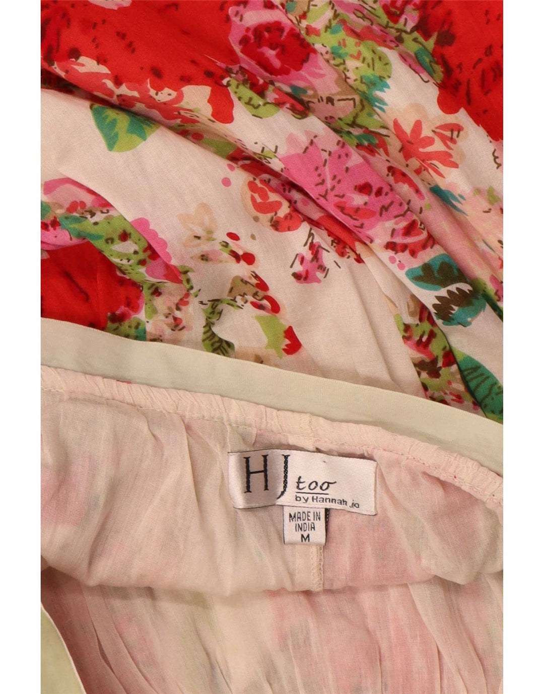 Vintage Womens A-Line Skirt Medium W30 Beige Floral Cotton