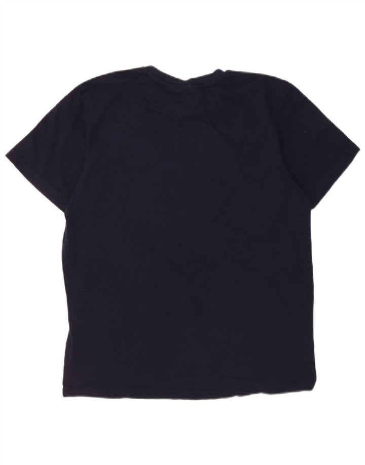 Fila Mens Graphic T-Shirt Top Medium Navy Blue Colourblock Cotton
