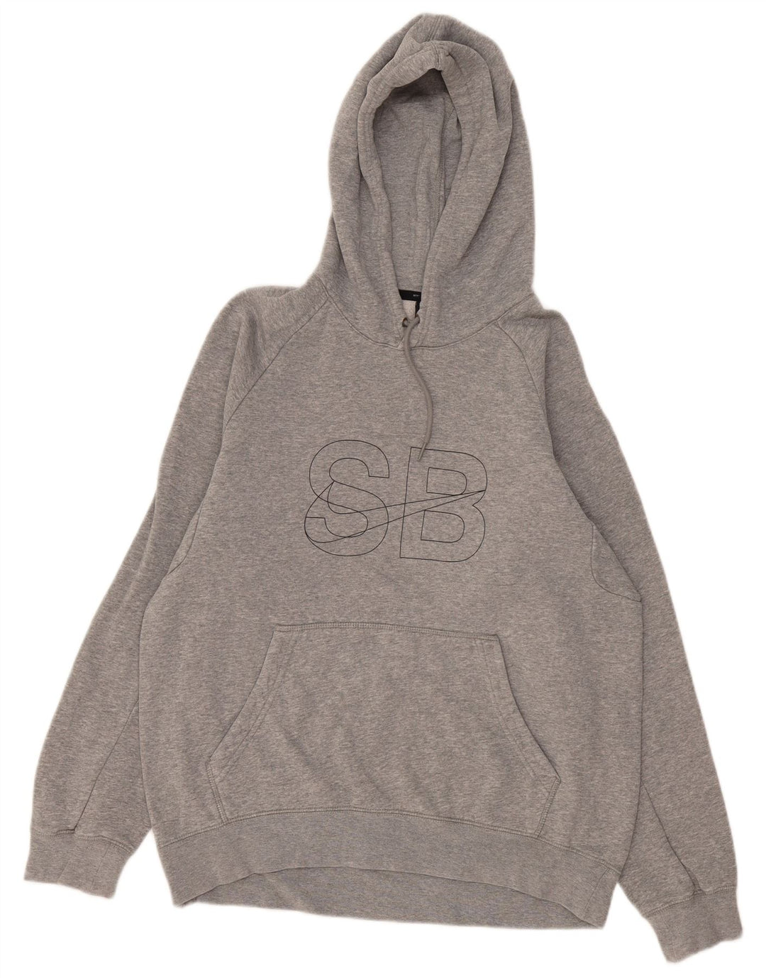 Nike Mens Graphic Hoodie Jumper Medium Grey Flecked Cotton