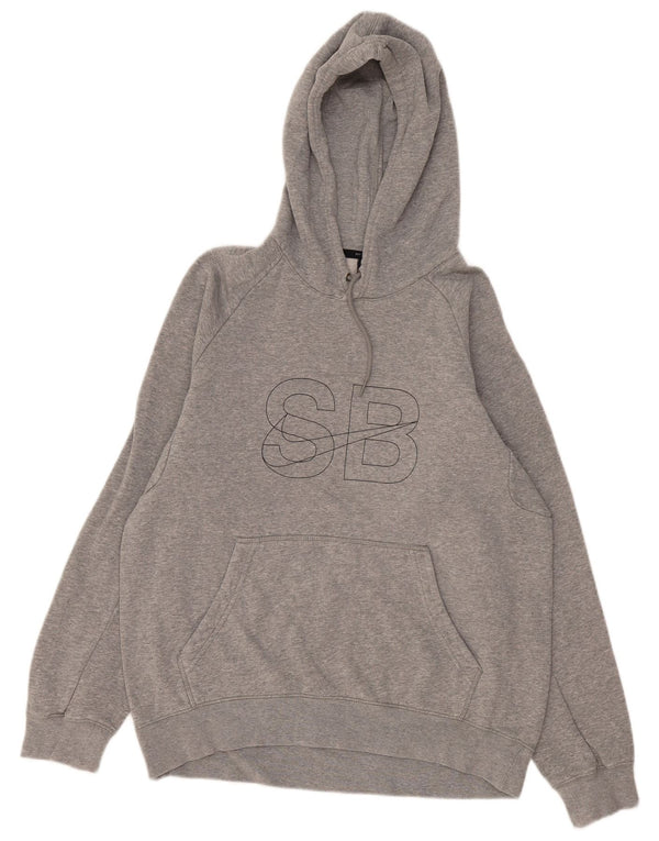 Nike Mens Graphic Hoodie Jumper Medium Grey Flecked Cotton