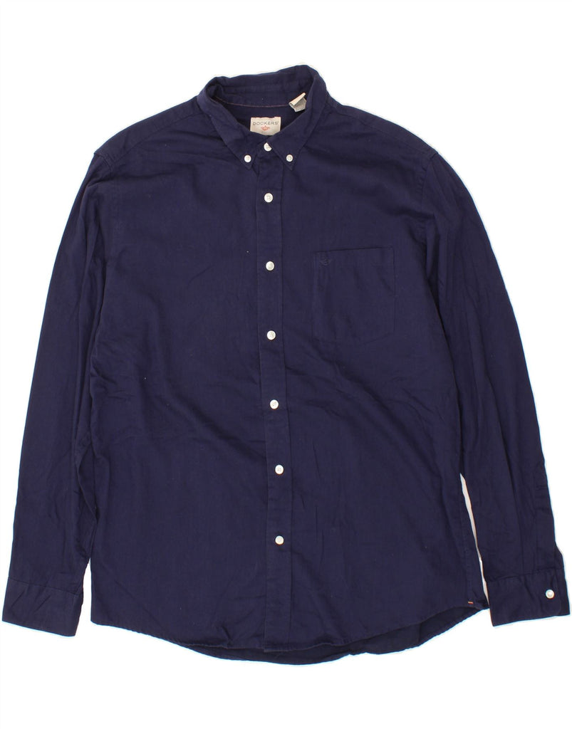 DOCKERS Mens Shirt Large Navy Blue Cotton Vintage Dockers and Second-Hand Dockers from Messina Hembry 