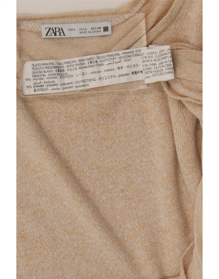 Zara Womens Blouse Top UK 14 Large Beige Viscose