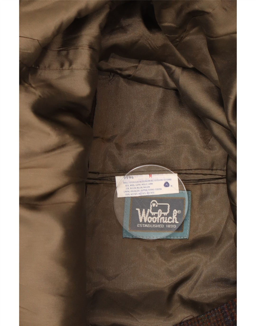 Woolrich Mens 2 Button Blazer Jacket UK 38 Medium Brown Houndstooth Wool