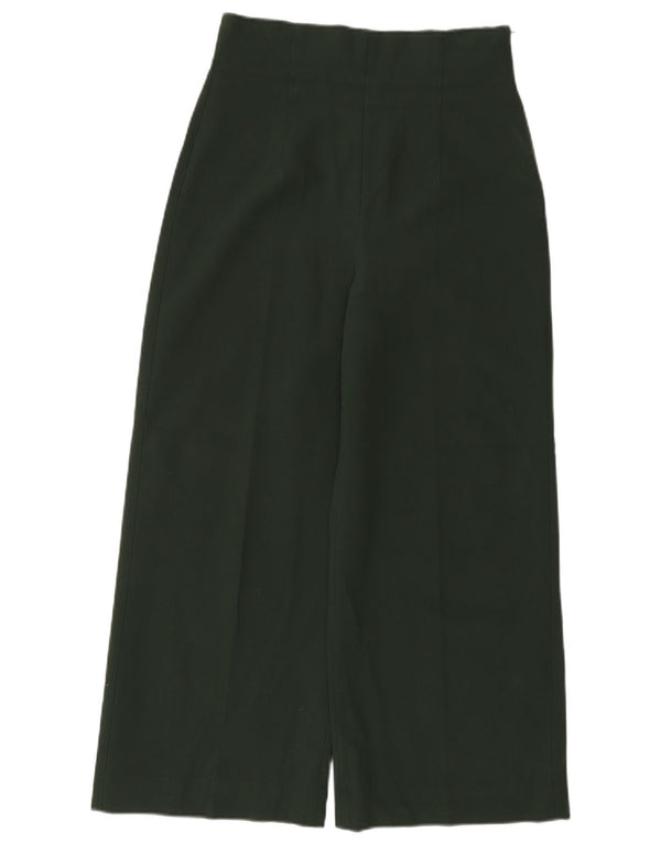 Zara Womens Wide Leg Casual Trousers Small W26 L26 Green Polyester