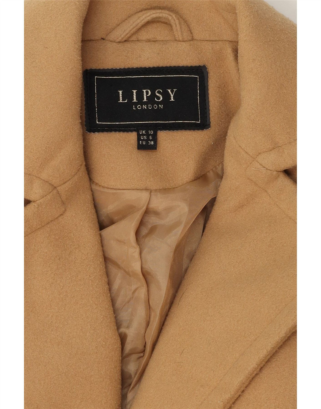 LIPSY Womens Overcoat UK 10 Small Beige Polyester Vintage Lipsy and Second-Hand Lipsy from Messina Hembry 