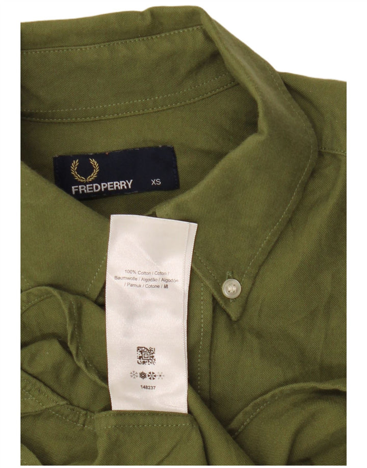 Fred Perry Mens Short Sleeve Shirt XS Green Cotton