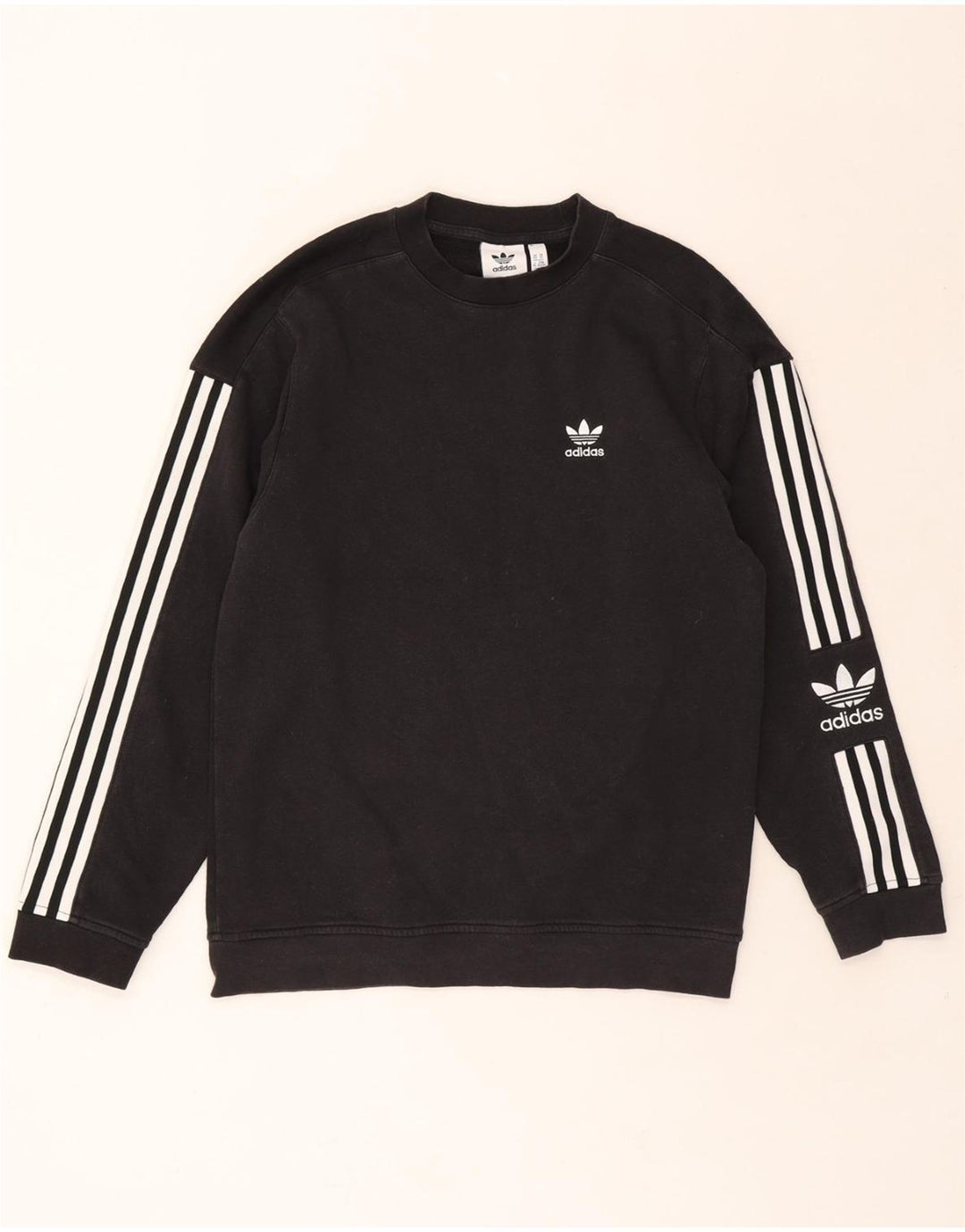 ADIDAS Mens Graphic Sweatshirt Jumper XS Black Cotton Vintage Adidas and Second-Hand Adidas from Messina Hembry 