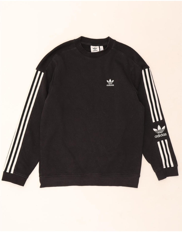 ADIDAS Mens Graphic Sweatshirt Jumper XS Black Cotton Vintage Adidas and Second-Hand Adidas from Messina Hembry 