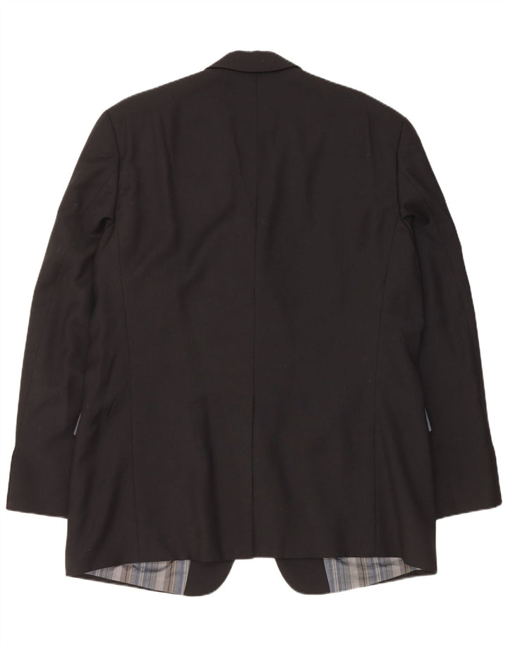 Hugo Boss Mens 3 Button Blazer Jacket EU 56 3XL Black Virgin Wool