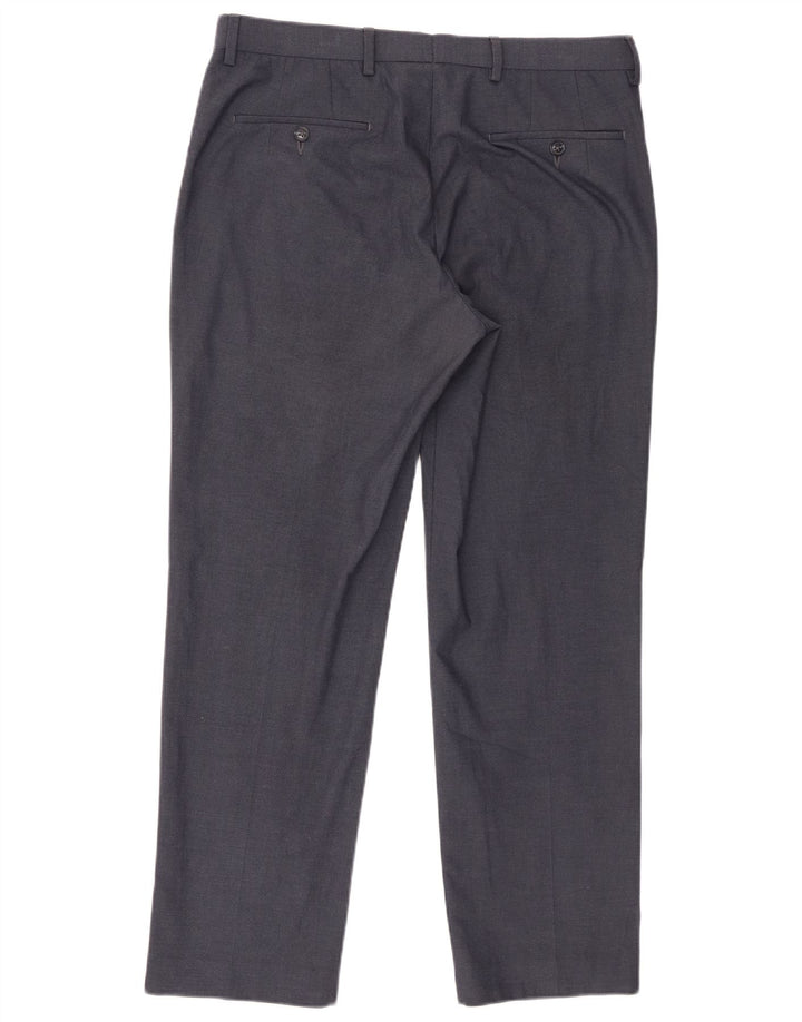Marks & Spencer Mens Tailored Straight Casual Trousers W34 L29 Blue