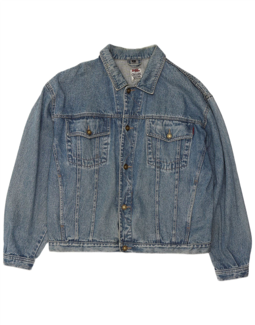 VINTAGE Mens Denim Jacket UK 40 Large Blue Cotton