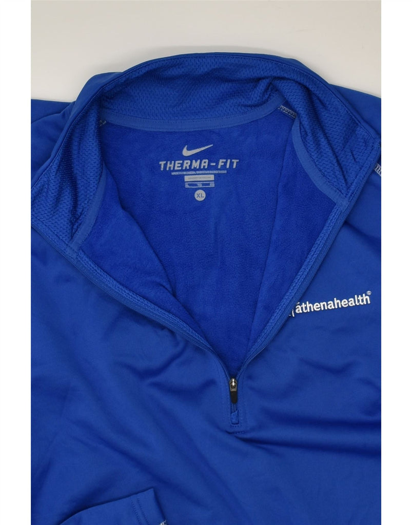 NIKE Mens Therma-Fit Pullover Tracksuit Top XL Blue Polyester | Vintage Nike | Thrift | Second-Hand Nike | Used Clothing | Messina Hembry 