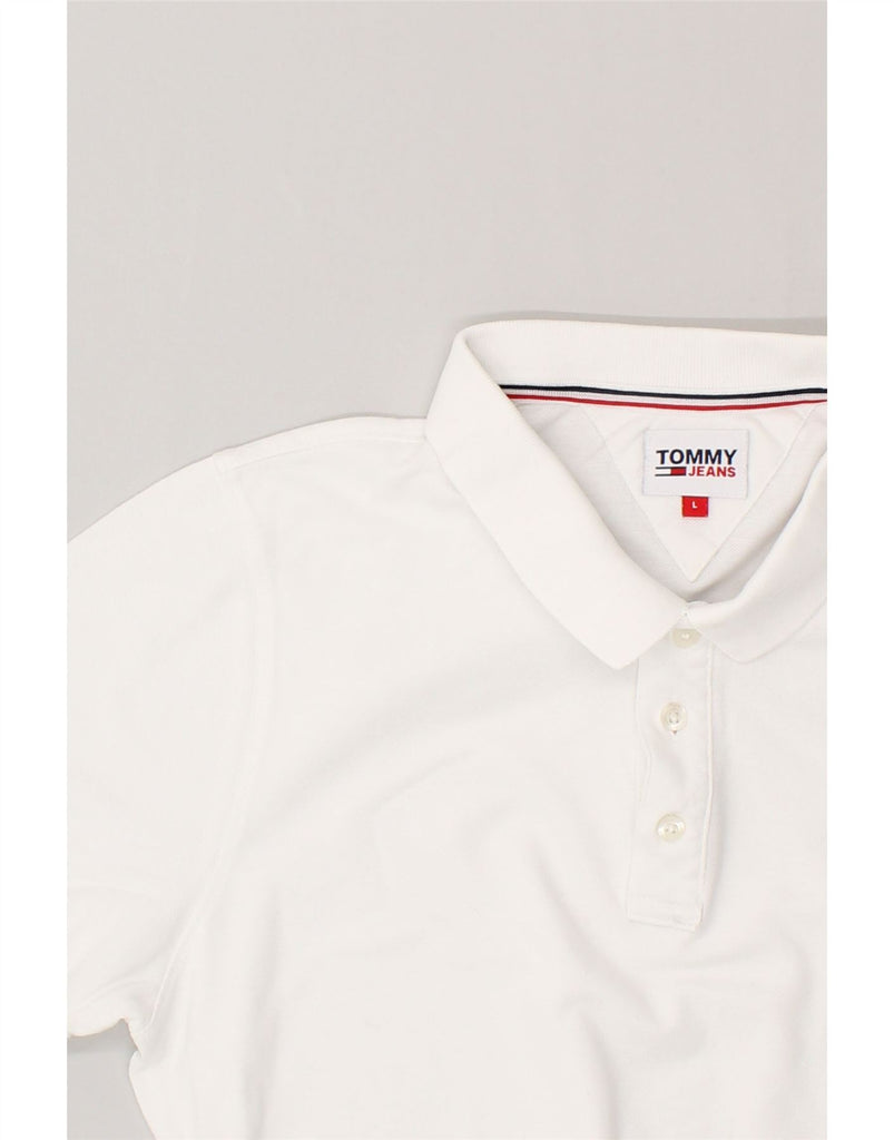 TOMMY HILFIGER Mens Polo Shirt Large White Cotton | Vintage Tommy Hilfiger | Thrift | Second-Hand Tommy Hilfiger | Used Clothing | Messina Hembry 