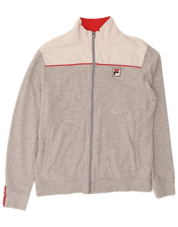 Fila Mens Tracksuit Top Jacket Large Grey Colourblock Cotton