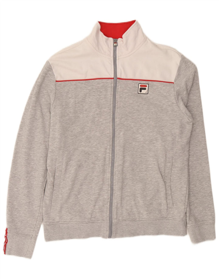Fila Mens Tracksuit Top Jacket Large Grey Colourblock Cotton
