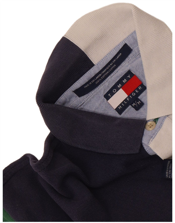 Tommy Hilfiger Mens Polo Shirt Medium Multicoloured Colourblock Cotton
