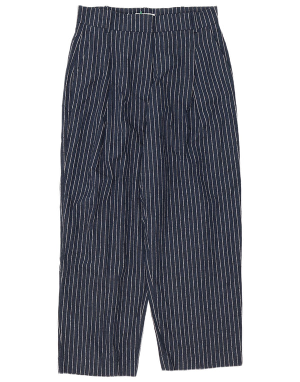 John Lewis Womens High Waist Chino Trousers UK 12 Medium W32 L28 Navy Blue