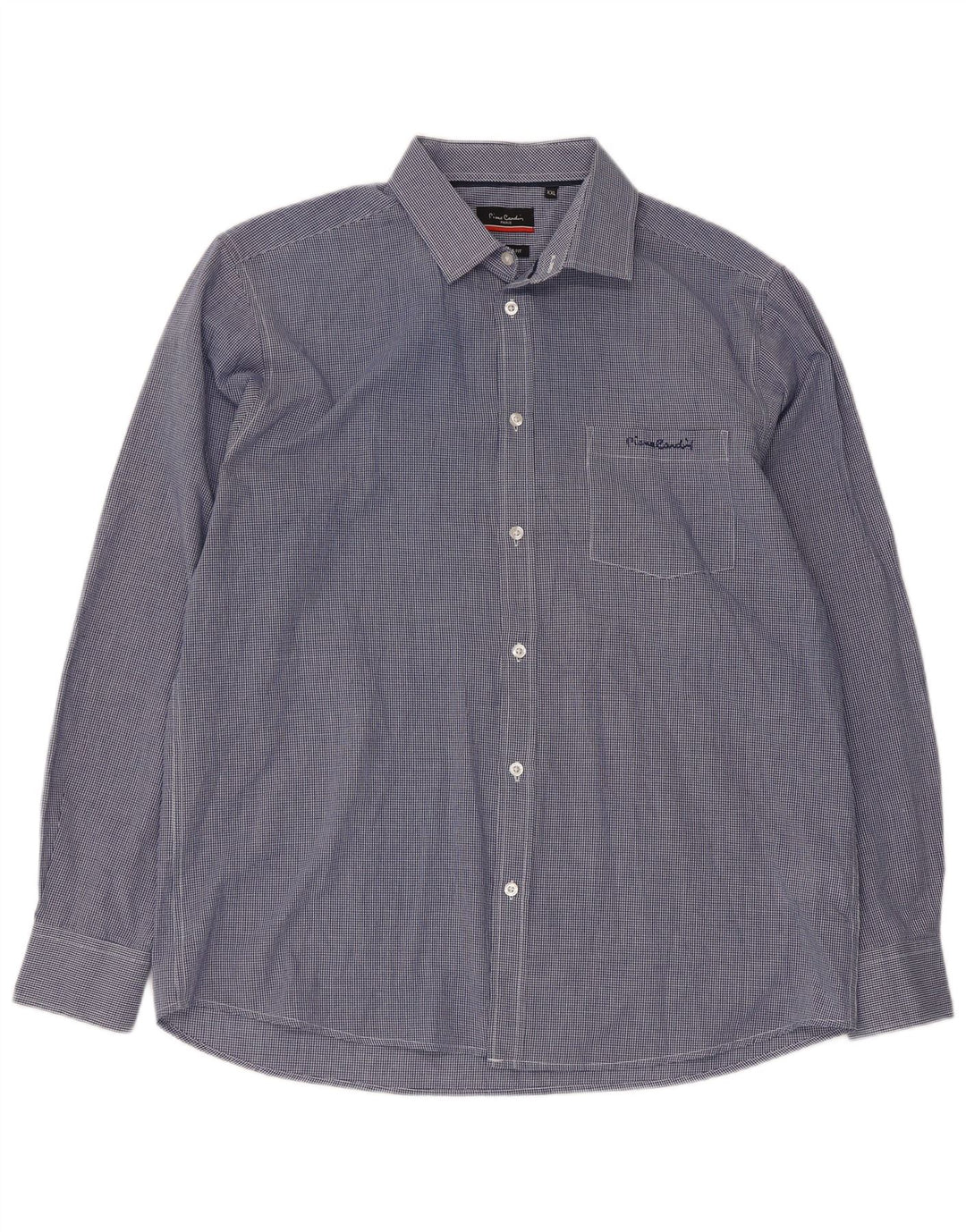 PIERRE CARDIN Mens Regular Fit Shirt 2XL Blue Gingham Polyester