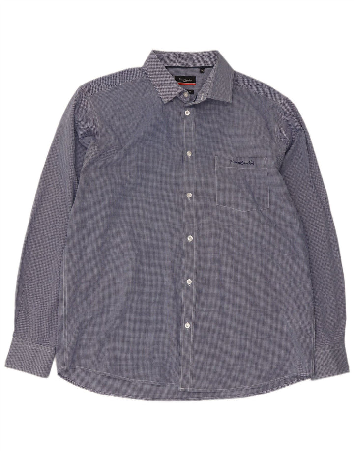 PIERRE CARDIN Mens Regular Fit Shirt 2XL Blue Gingham Polyester
