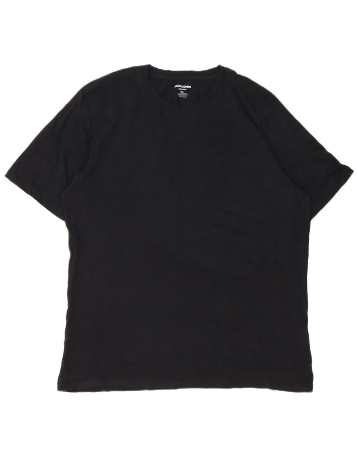 Jack & Jones Mens T-Shirt Top 2XL Black Cotton